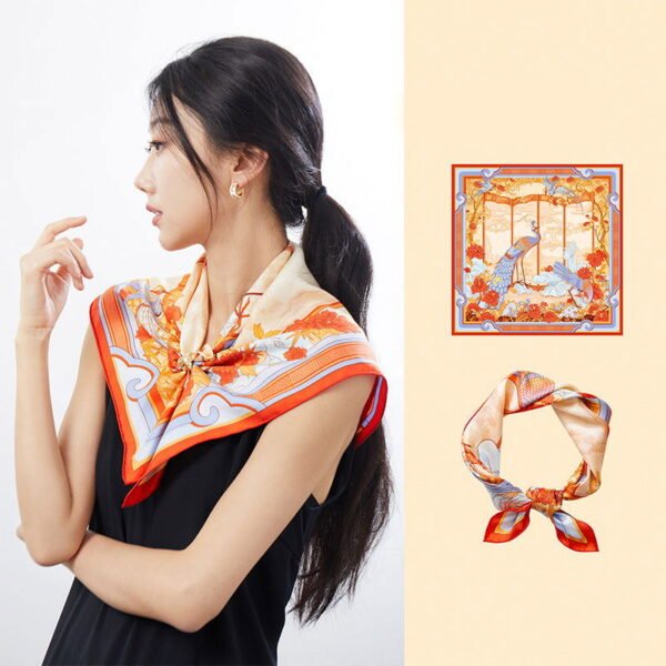 Mulberry Silk 16 Momme Elegant Silk Twilly Headband 63.5x63.5cm - 图片 7