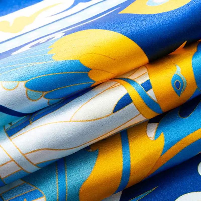 14 Momme Mulberry Silk Square Scarf Phoenix Crown 63x63cm - 图片 7