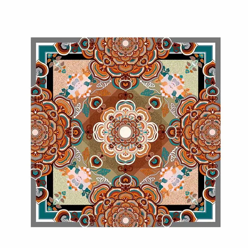 Chinese Style Silk Square Scarf Lotus Design 65 x 65 cm & 88 x 88 cm