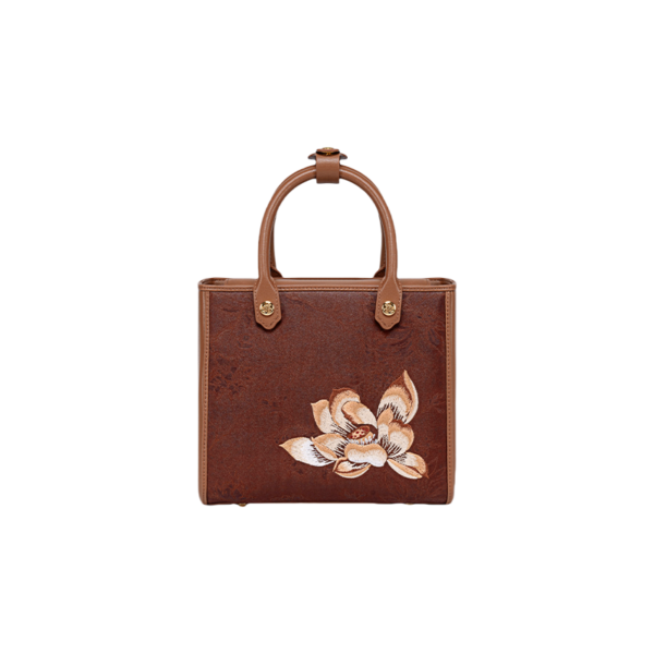 Embroidery Xiangyunsha Silk Tote Bag Hibiscus Elegant Handbag