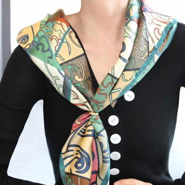 Vintage Silk and Wool Scarf Cloud Pattern 87x87cm & 100x100cm - 图片 2