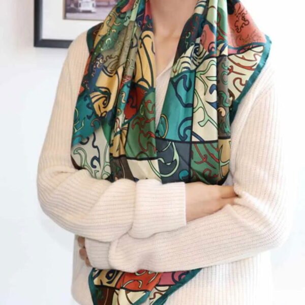 Vintage Silk and Wool Scarf Cloud Pattern 87x87cm & 100x100cm - 图片 5