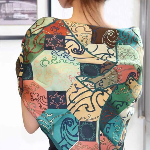 Vintage Silk and Wool Scarf Cloud Pattern 87x87cm & 100x100cm - 图片 7