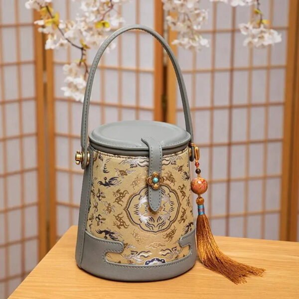 Song Brocade Fragrant Cloud Silk Bucket Bag - 图片 5