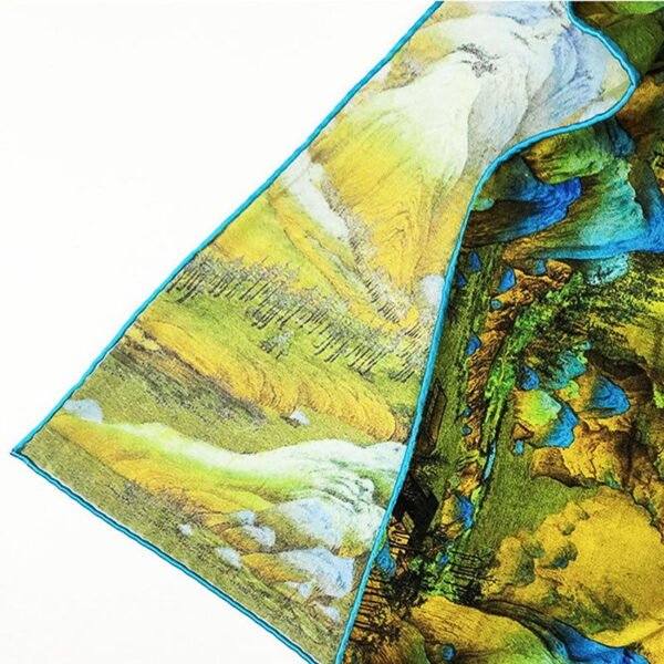 Mulberry Silk 16 Momme Chinese Painting Square Scarf 52x52cm - 图片 4