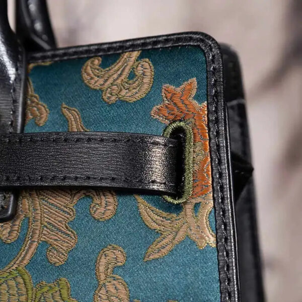 Handmade Song Brocade Chinoiserie Leather Kelly Bag Twining Flowers - 图片 4