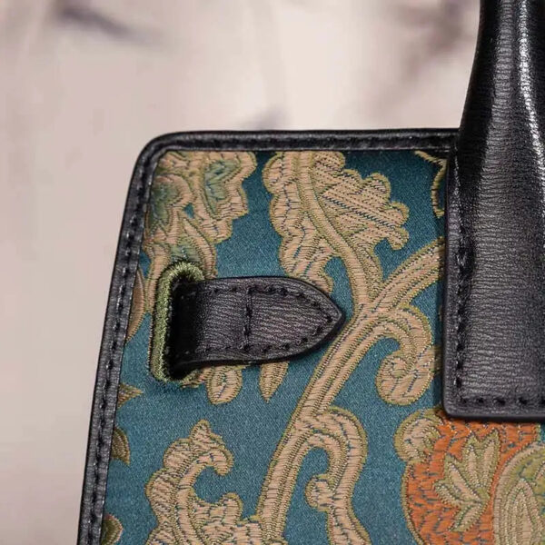 Handmade Song Brocade Chinoiserie Leather Kelly Bag Twining Flowers - 图片 6