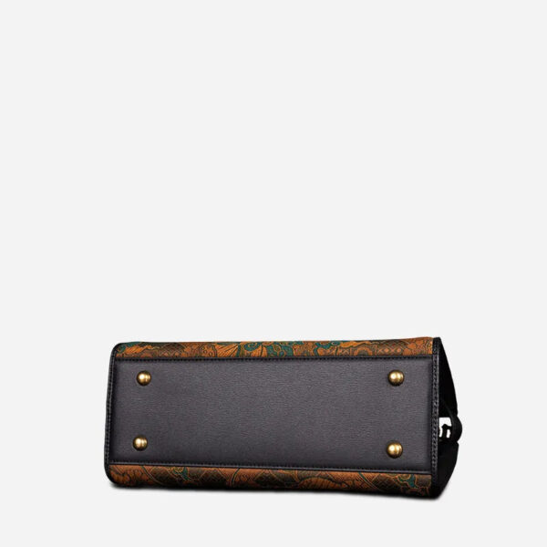 Handmade Song Brocade Chinoiserie Vintage Brown Kelly Bag - 图片 9
