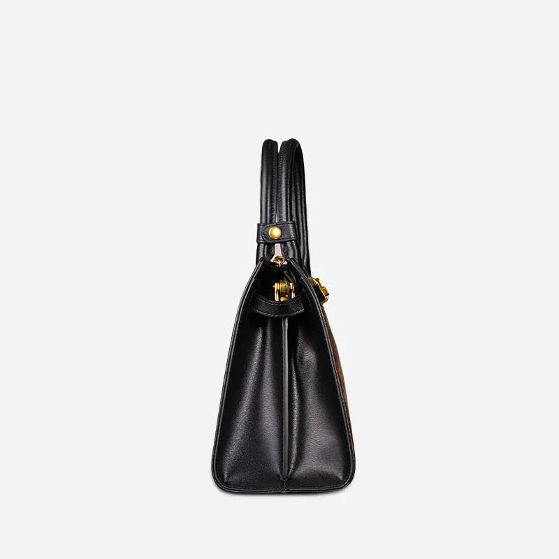 Handmade Song Brocade Chinoiserie Vintage Brown Kelly Bag - 图片 10