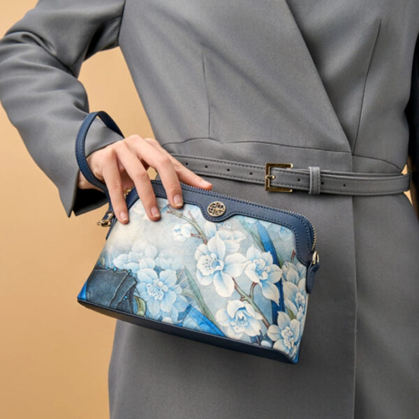 Mulberry Silk Handcrafted Flower Clutch Bag Women Wallet Eveing Purse - 图片 2