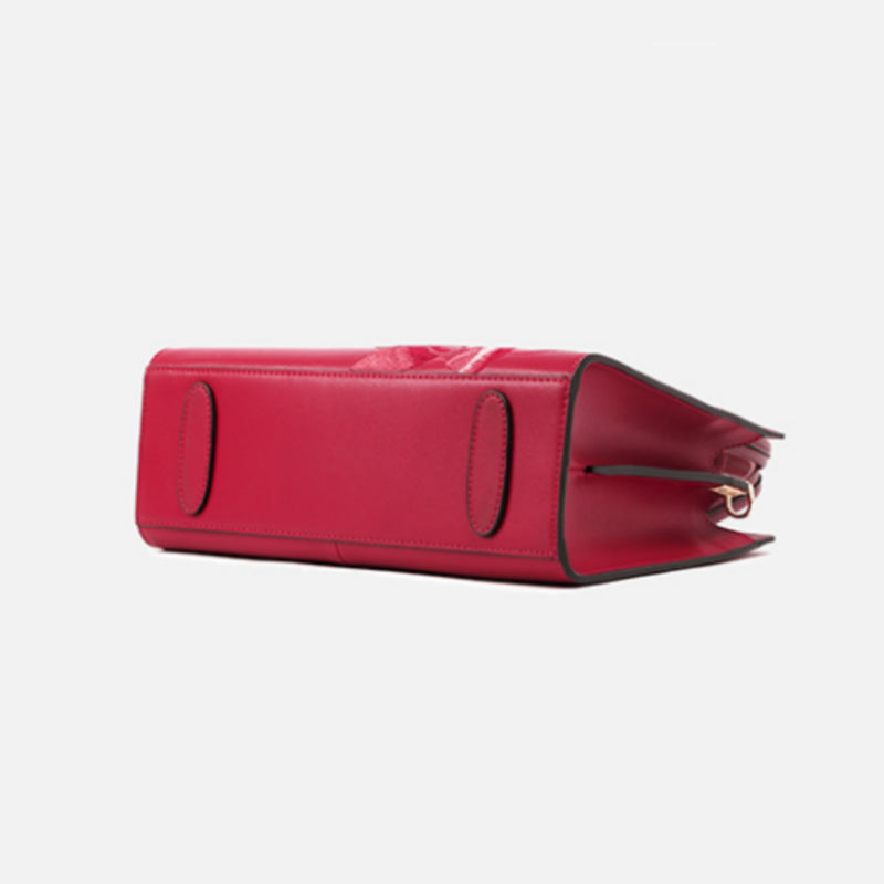 Sinocultural Embroidery Leather Red Tote Bag Magnolia Women's Handbag - 图片 13